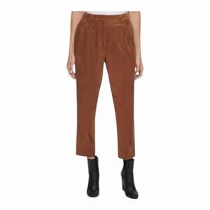 Calvin Klein Brown Faux Suede Cropped Pant Size 14 High Rise Straight Leg NWT